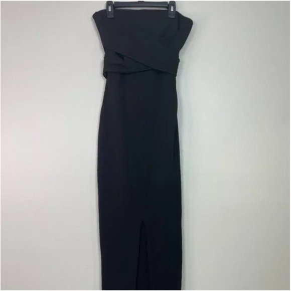 Lulus Dress Black Own The Night Maxi Cocktail Formal Slit Stretch - Picture 4 of 4